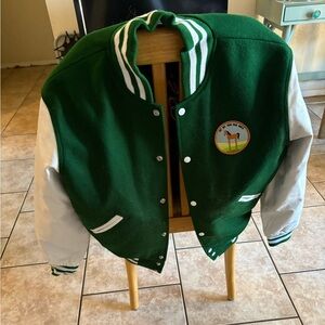 Varsity base Green and White Bomber Jacket never worn